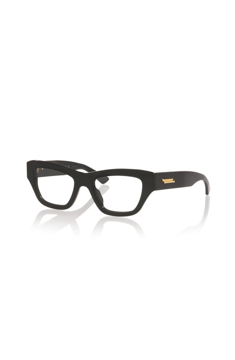 Bottega Veneta 49mm Rectangle optical glasses, Main, color, Black