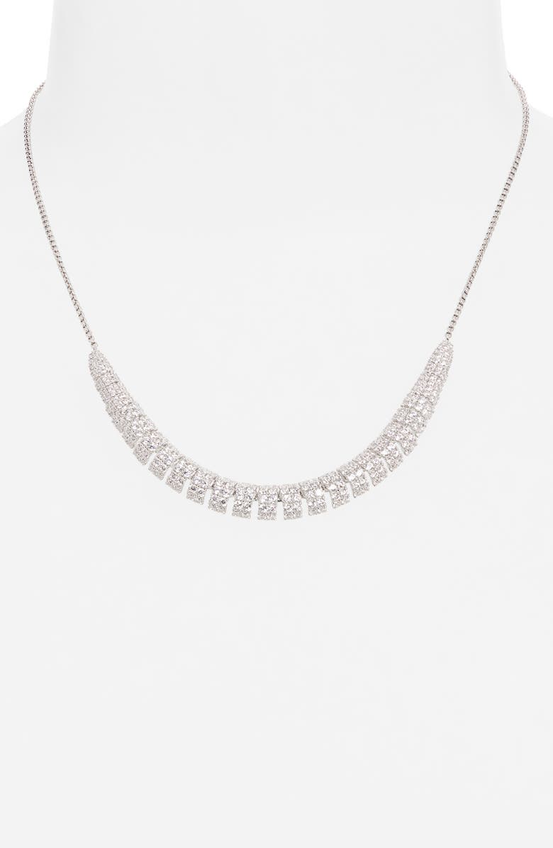 Nadri Crushed Pavé Frontal Necklace, Alternate, color, Rhodium