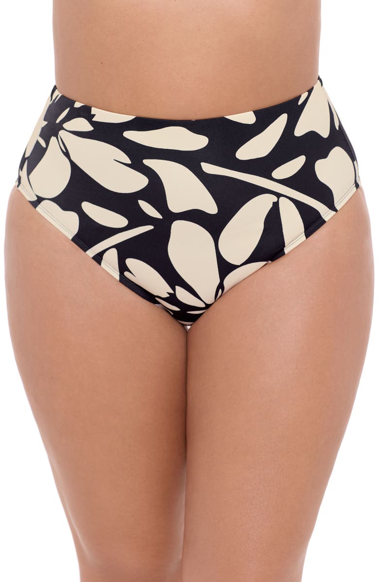 S3 Smoothing Mid Rise Swim Bottoms, Main, color, Large Ikat Black/Ivory