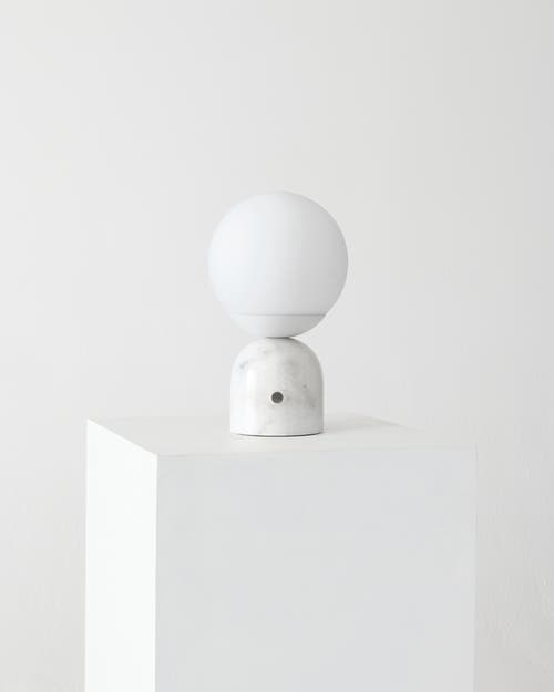 Brightech Mila 9.85" Marble Led Bedside Table Lamp With Built-in 3-way Dimmer In White