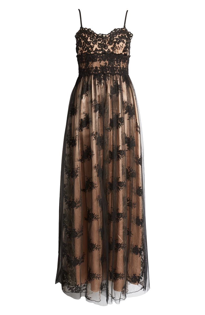 Lulus Utter Elegance Embroidered Sleeveless Lace Gown, Alternate, color, 