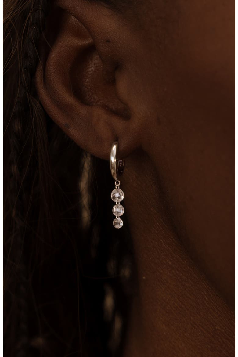Dew Drop Floating Hoop Earrings, Alternate, color, Silver