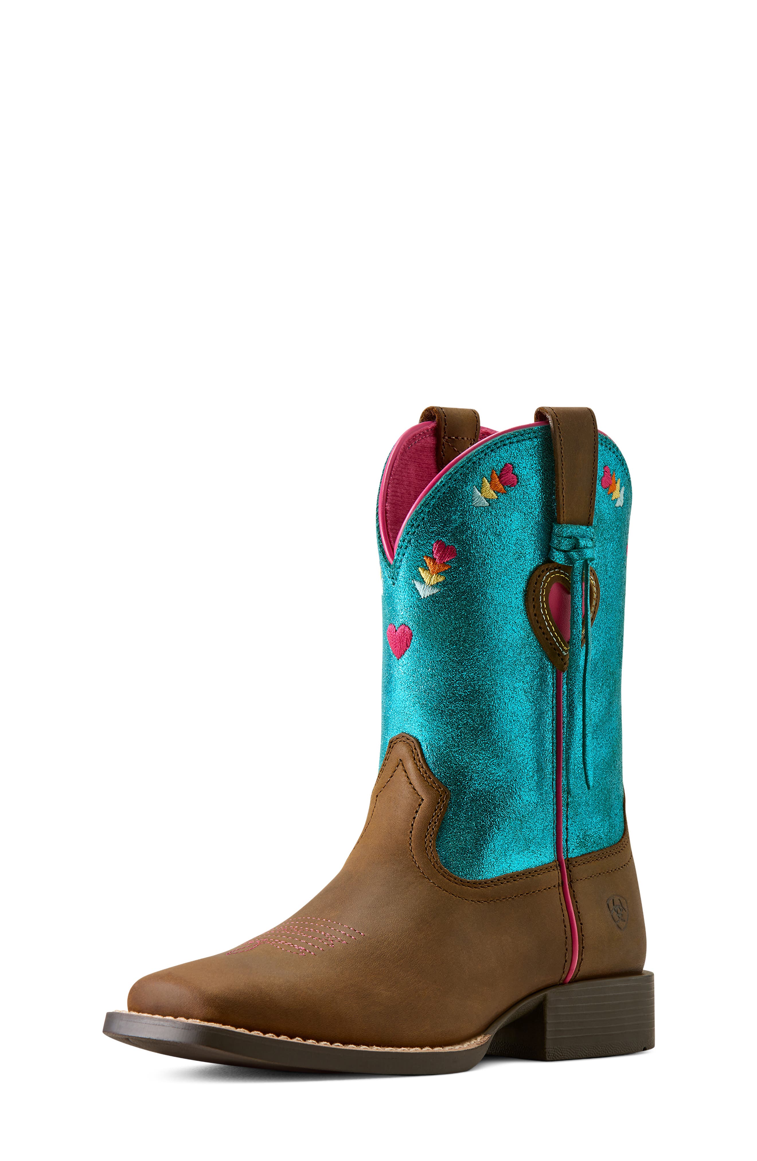 Kids' Rodeo Love Leather Western Boot, Main, color, DISTRESSED BROWN
