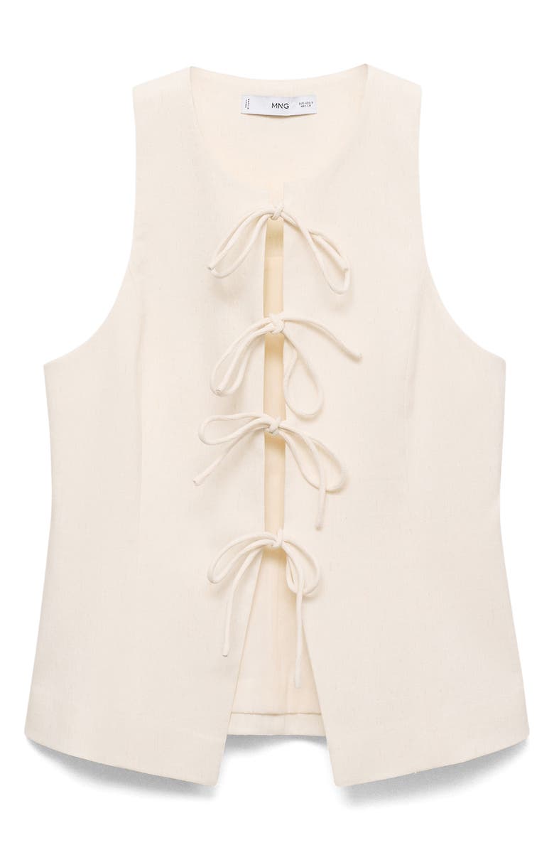 MANGO Ana Tie Front Sleeveless Top, Alternate, color, Light Beige