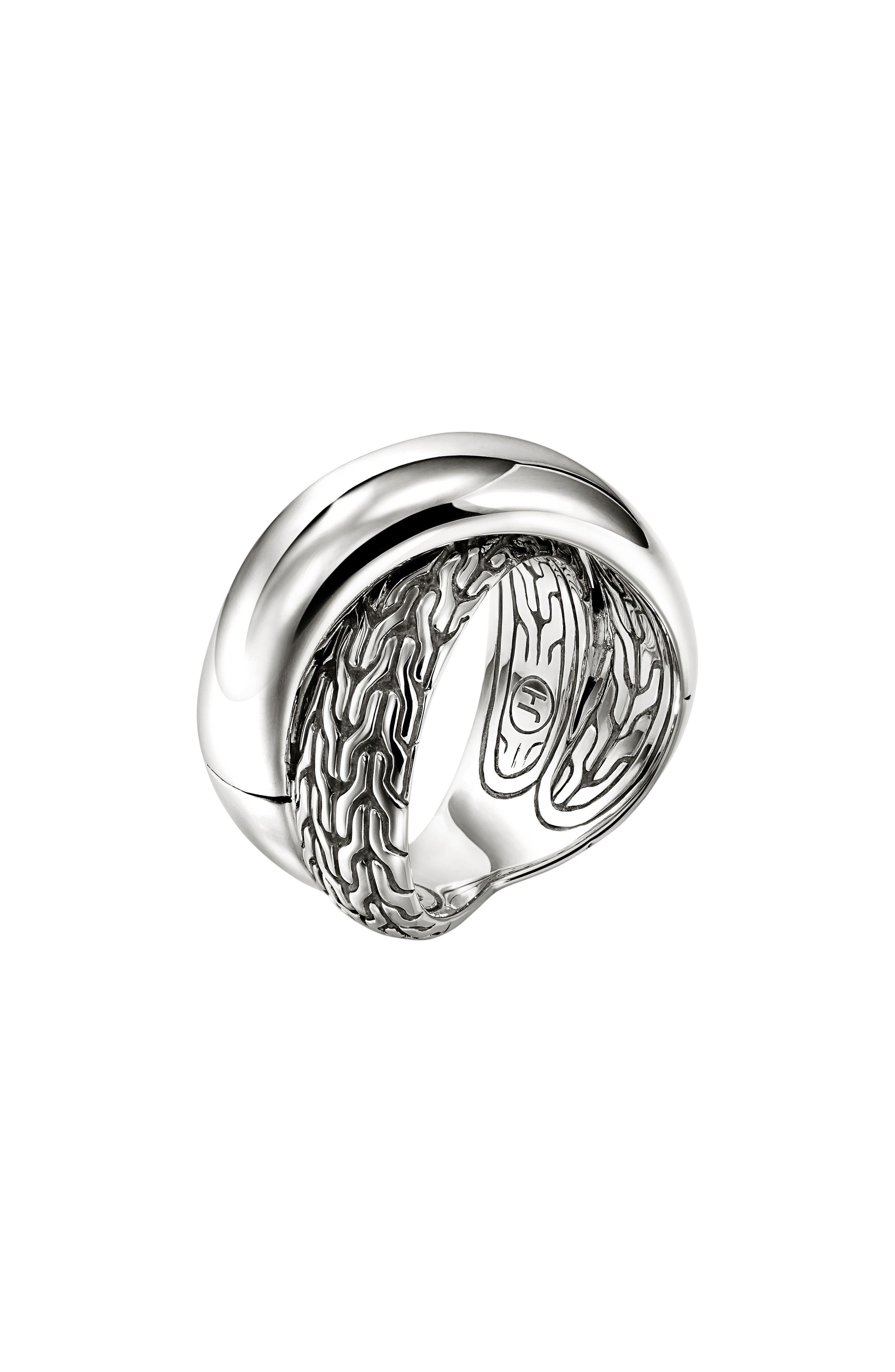 JH Essentials Sterling Silver 14mm Crossed Ring