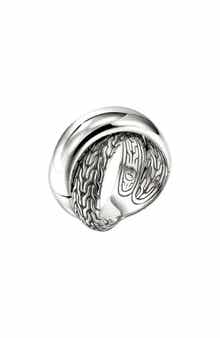 JH Essentials Sterling Silver 14mm Crossed Ring