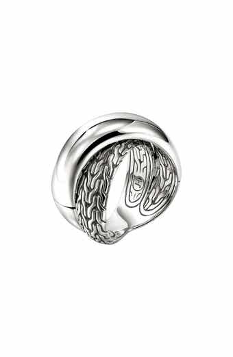 JH Essentials Sterling Silver 14mm Crossed Ring