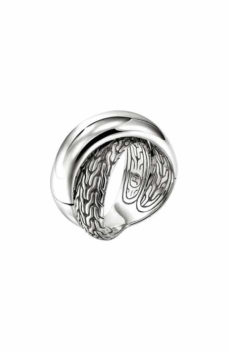 JH Essentials Sterling Silver 14mm Crossed Ring