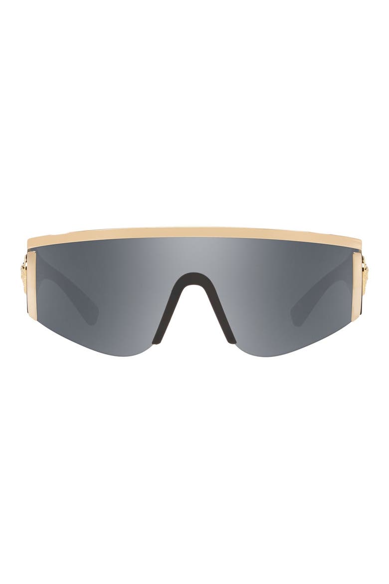 Tribute 147mm Shield Sunglasses, Main, color, PALE GOLD/ GREY MIRROR