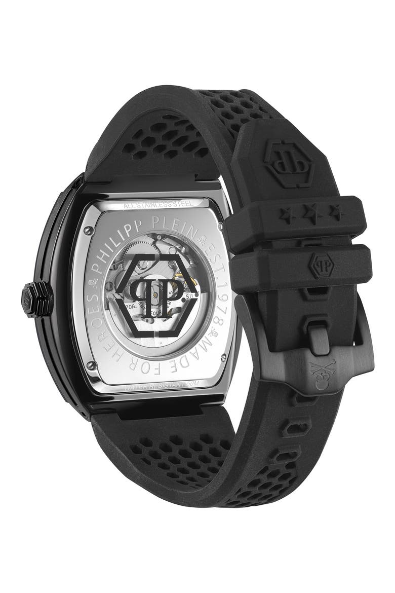 The $keleton Silicone Strap Watch, 44mm, Alternate, color, IP BLACK