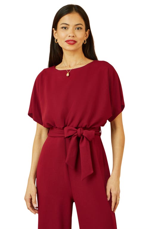 Yumi Batwing Stretch Jumpsuit In Red