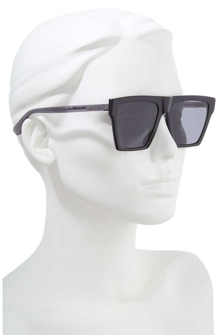 Alexander McQueen 54mm Flat Top Sunglasses, Alternate, color, BLACK