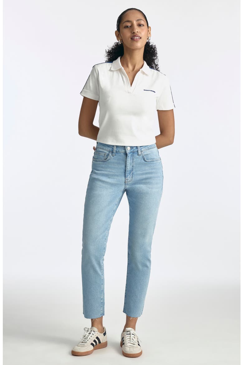 Tipped Johnny Collar Short Sleeve T-Shirt, Alternate, color, WHITE