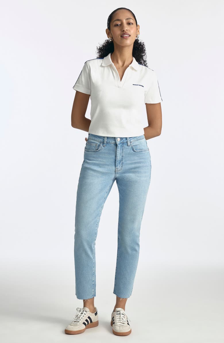 Brooklyn Industries Tipped Johnny Collar Short Sleeve T-Shirt, Alternate, color, White