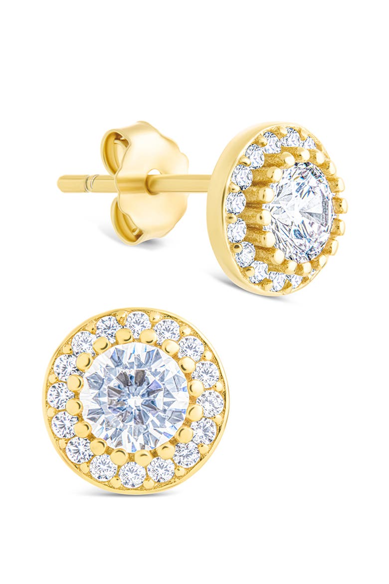 Round Cut Cubic Zirconia Stud Earrings, Alternate, color, GOLD