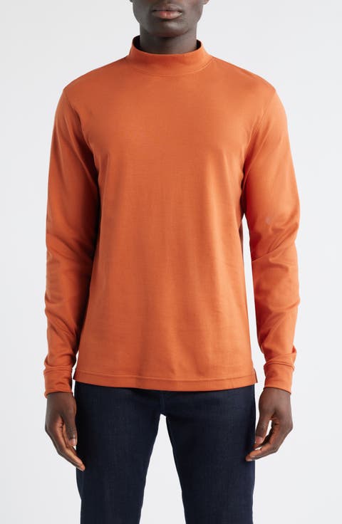 Pima Cotton Interlock Mock Neck Top