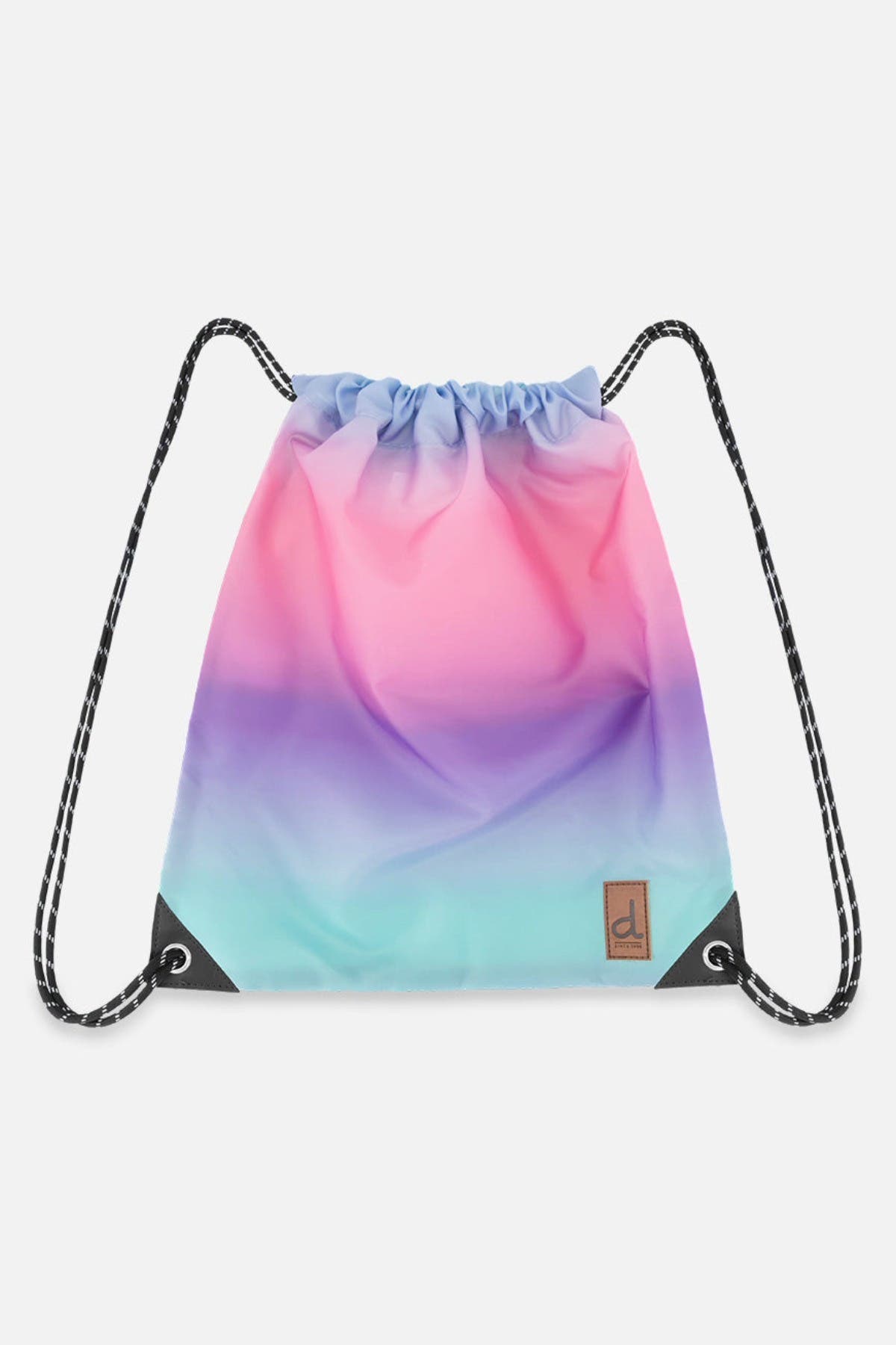 Deux par Deux Gradient Durable Functional Lightweight Drawstring Bag, Main, color, Blue And Mauve Gradient