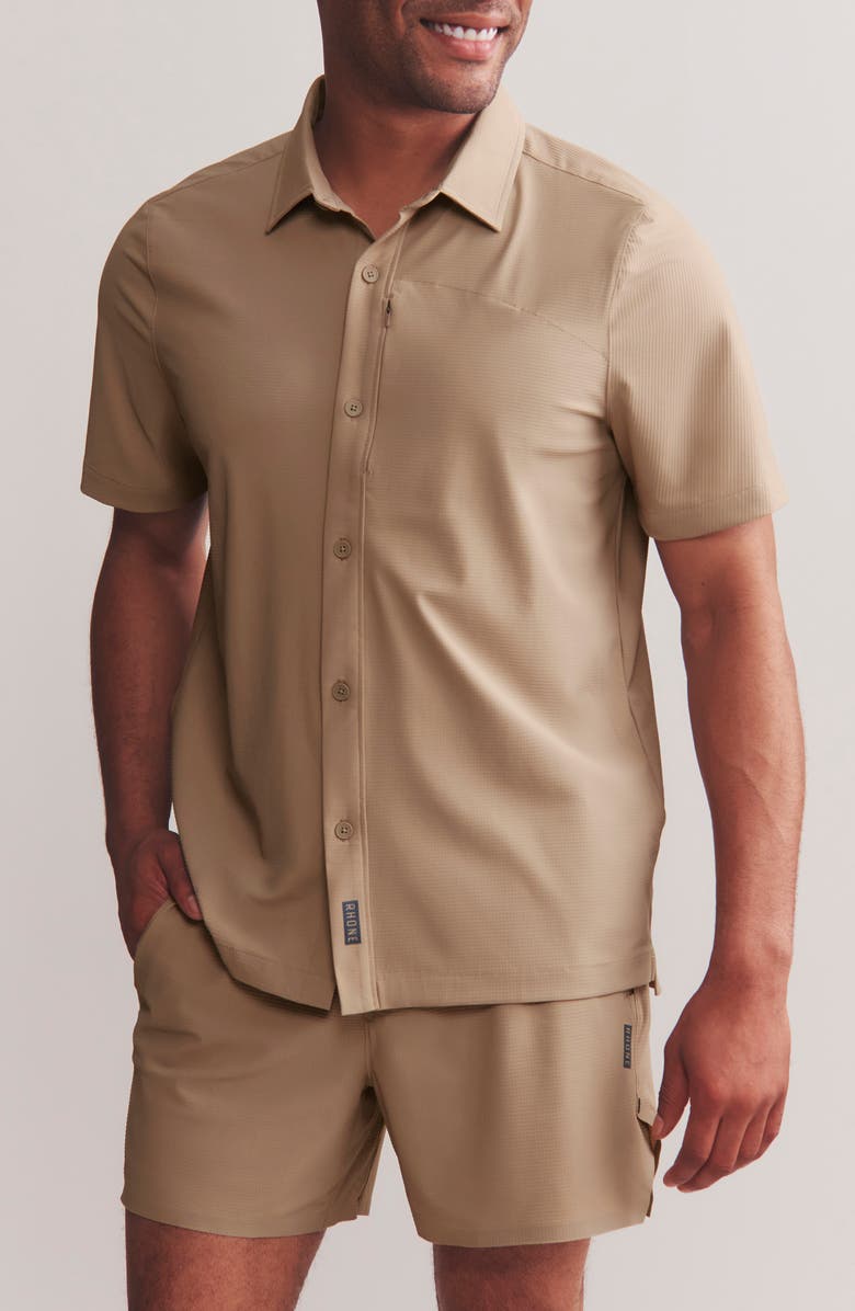 Rhone Invictus Ripstop Button-Up Shirt, Main, color, Taupe Brown