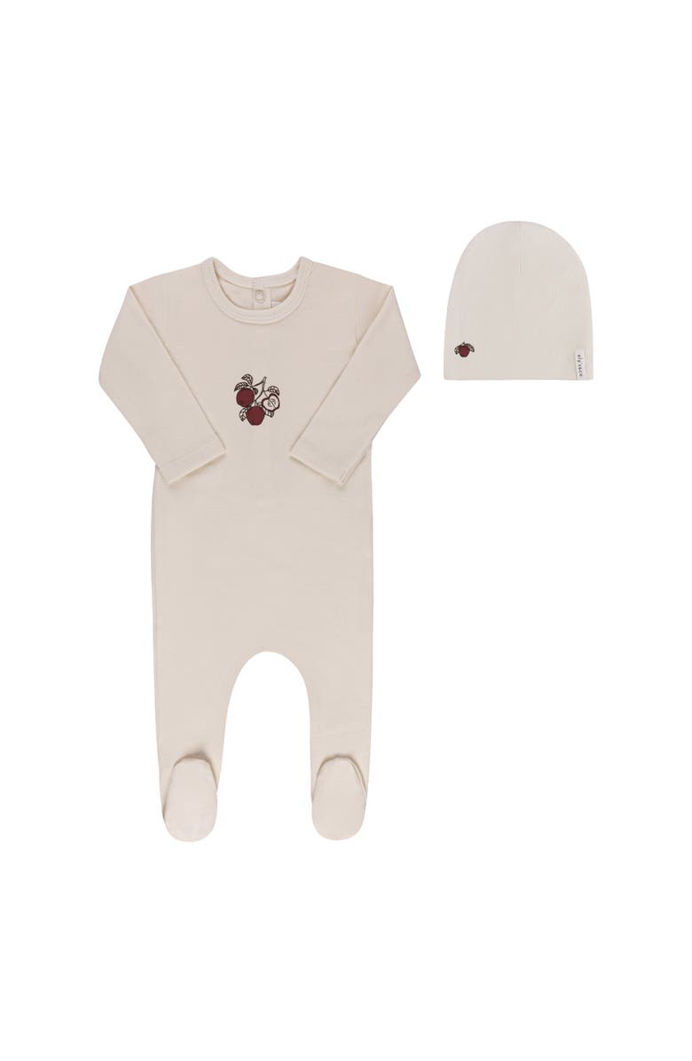 Ely's & Co. Fruit Collection - Footie + Beanie, Main, color, Ivory Apple