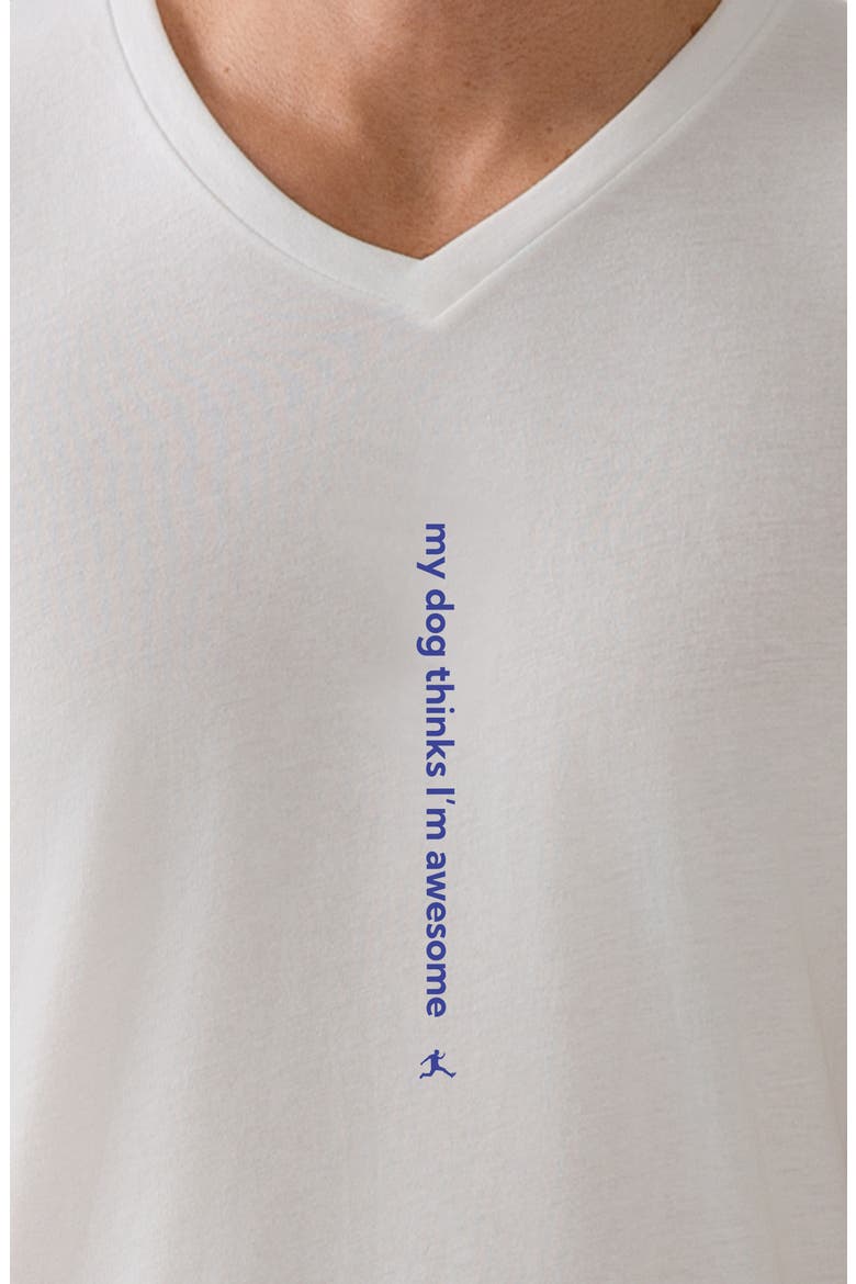 My Dog Thinks I'm Awesome V-Neck Graphic Undershirt, Alternate, color, WHITE
