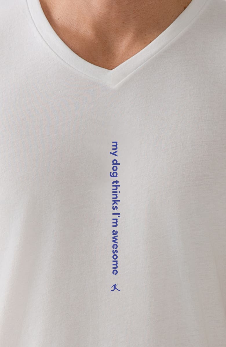 BORED REBEL My Dog Thinks I'm Awesome V-Neck Graphic Undershirt, Alternate, color, White