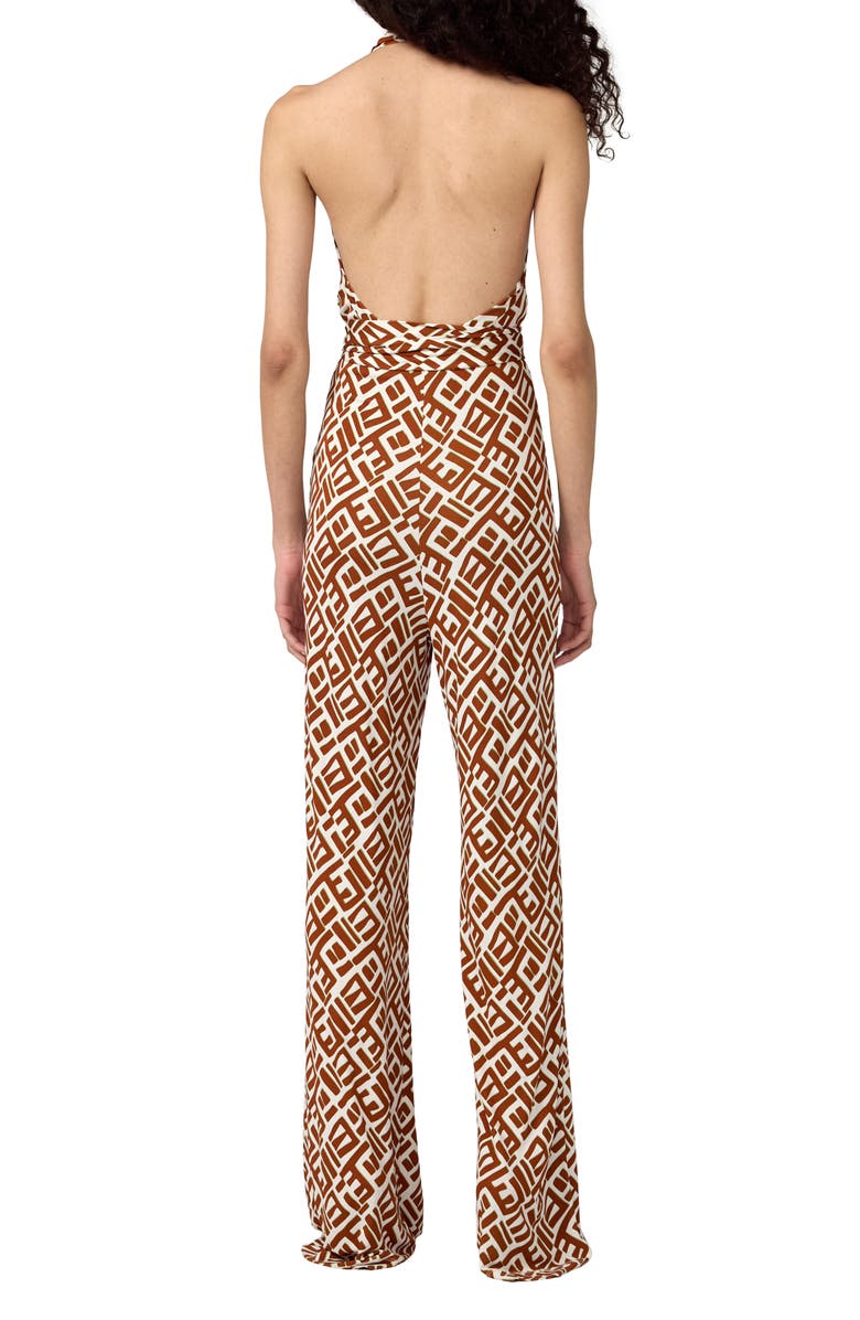 Diane von Furstenberg Delia Abstract Print Halter Neck Jumpsuit, Alternate, color, Accra Geo Mini Varnish
