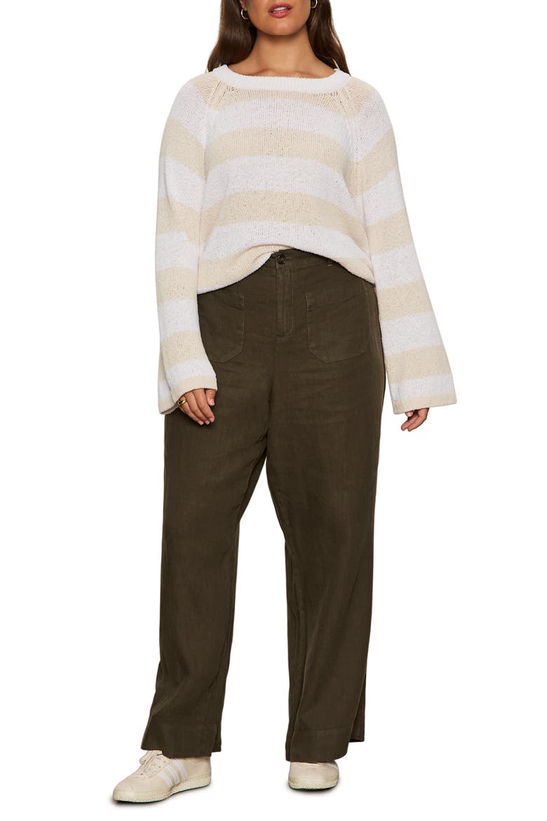 Stripe Cotton Blend Sweater, Alternate, color, WHITE LIGHT