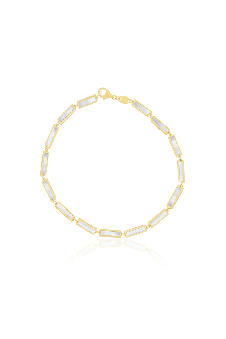 Mother of Pearl Bar Bracelet, Main, color, White