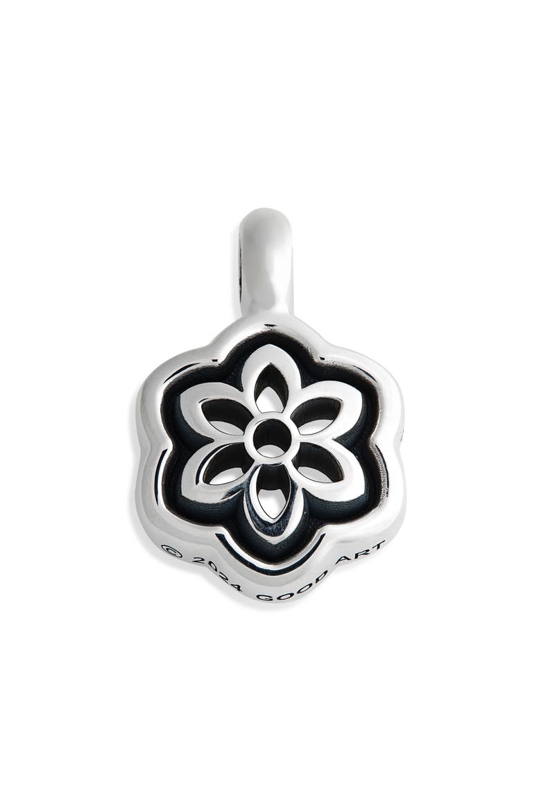 Cutout Frame Lotus Pendant, Main, color, SILVER