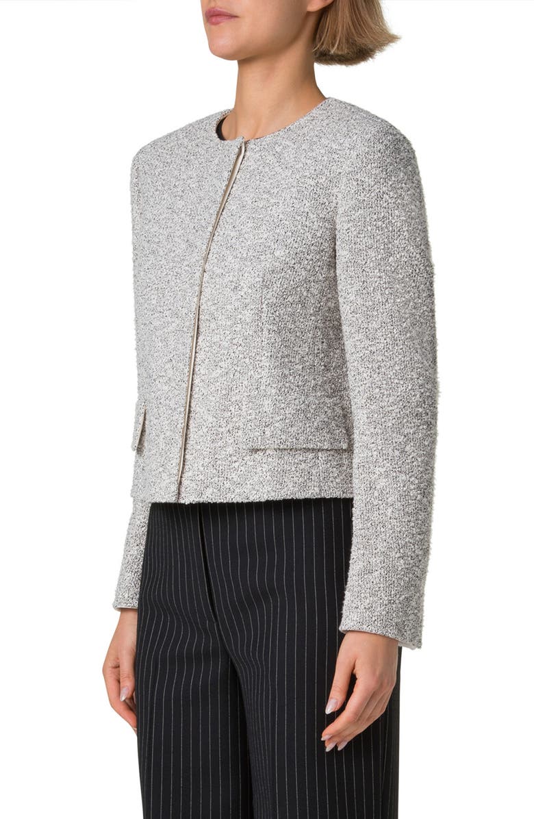 Akris Adriana Cotton Blend Bouclé Crop Jacket, Alternate, color,