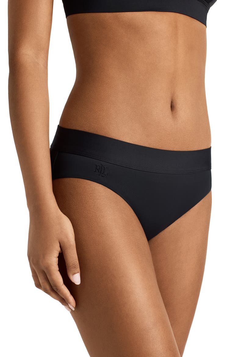 Classic Band Hipster Bikini Bottoms, Alternate, color, BLACK