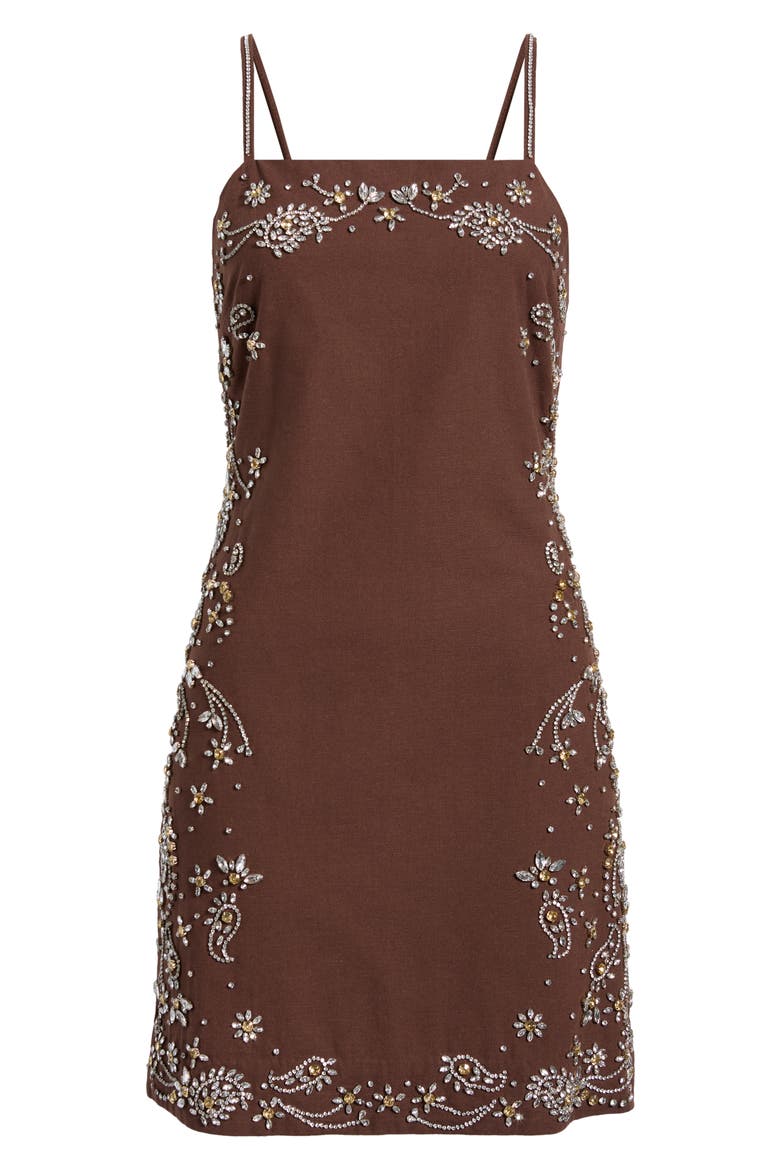 The Willow Beaded Minidress, Alternate, color, FALCON BROWN