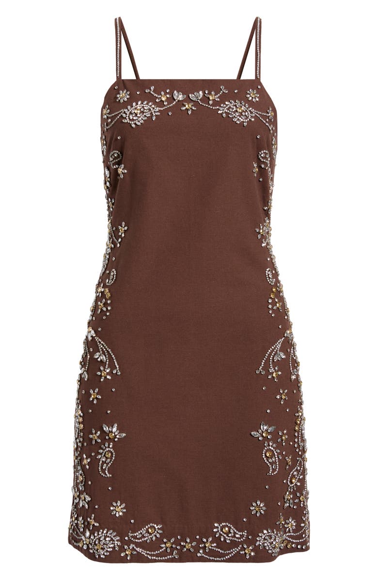 Elie Tahari The Willow Beaded Minidress, Main, color, Falcon Brown
