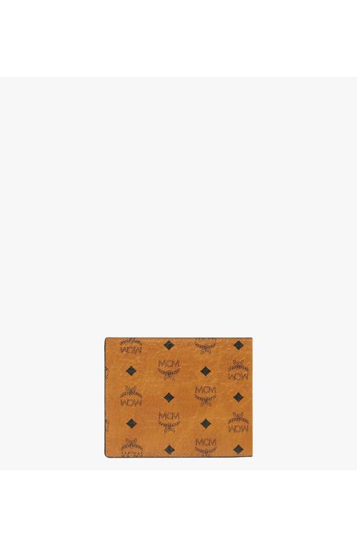 Mcm Canvas Bifold Wallet Visetos Print In Cognac