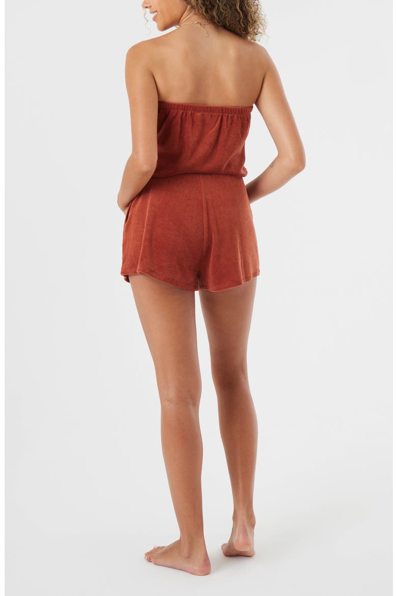 Special Feeling Strapless Terry Cloth Cover-Up Romper, Alternate, color, BROWN