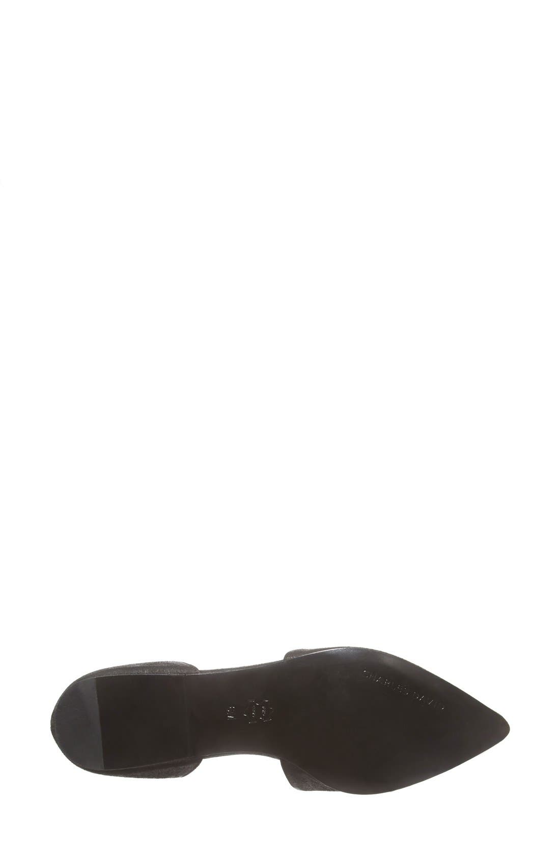 'Kenny' Pointy Toe d'Orsay Flat, Alternate, color, BLACK LEATHER
