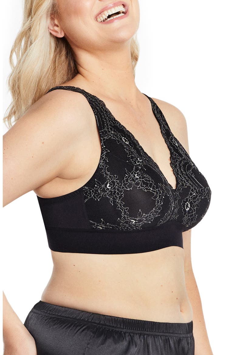 Bramour Lexington Lace Plunge Bralette, Alternate, color, BLACK