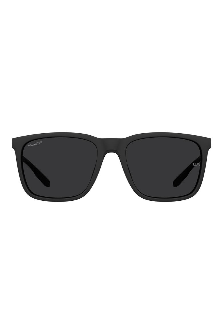 UAReliance 56mm Polarized Square Sunglasses, Main, color, MATTE BLACK