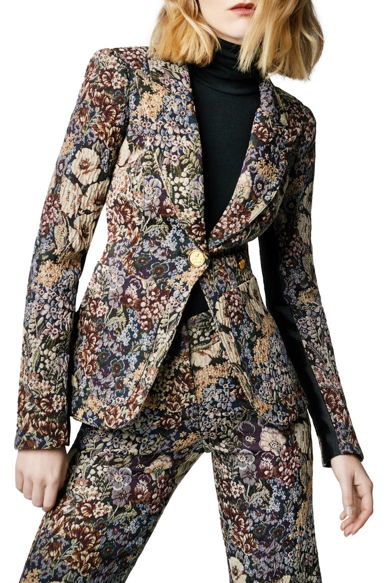 Floral Blazer, Main, color, MIDNIGHT TAPESTRY W/ BLACK