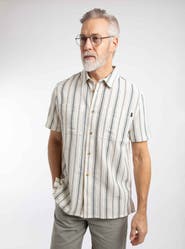 Weird Fish Madoc Woven Short Sleeve Striped Shirt