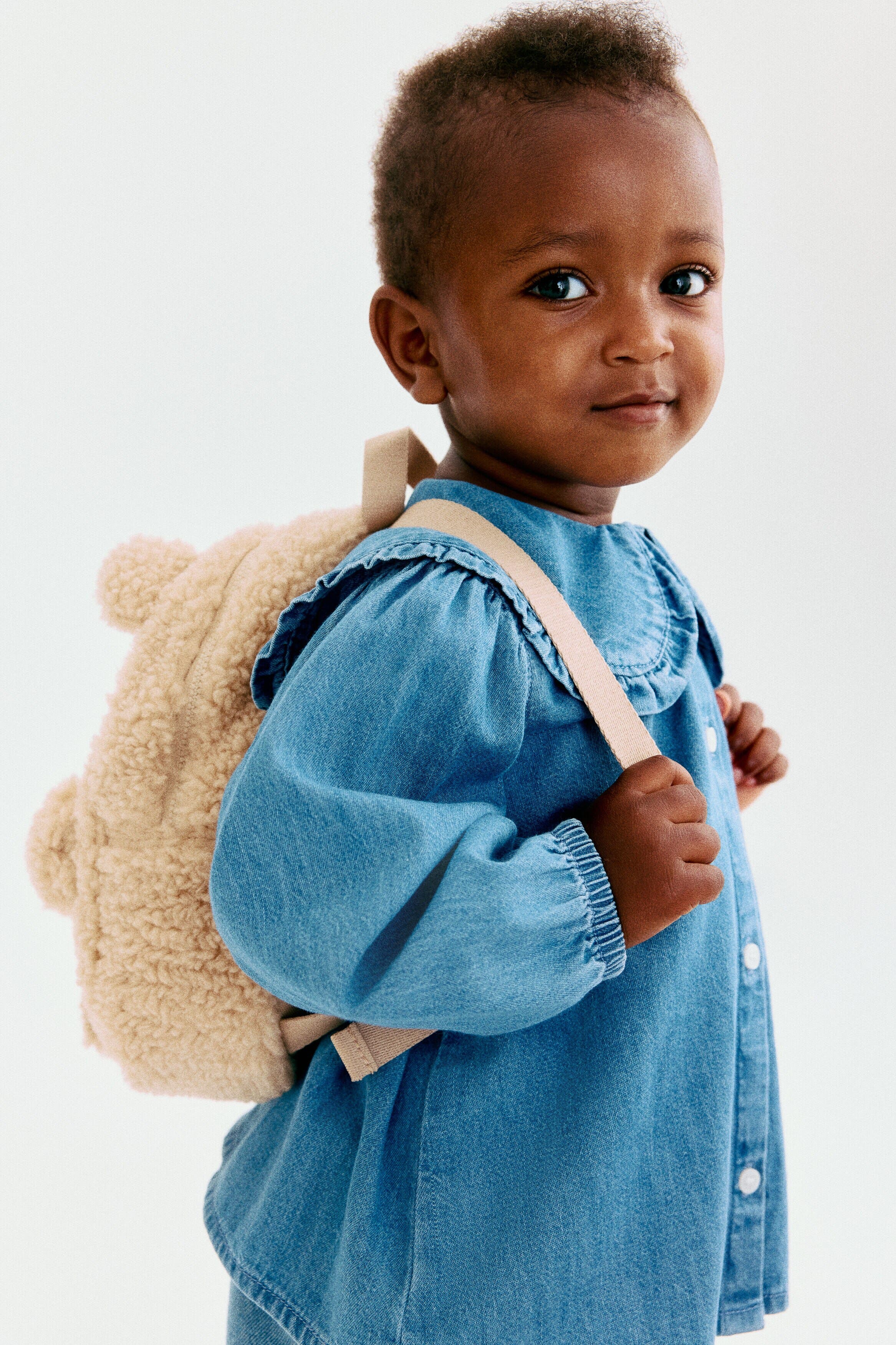 Fleece Backpack, Alternate, color, Beige/teddy bear