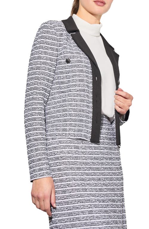 Ming Wang Mixed Media Button Front Jacket In Black/white