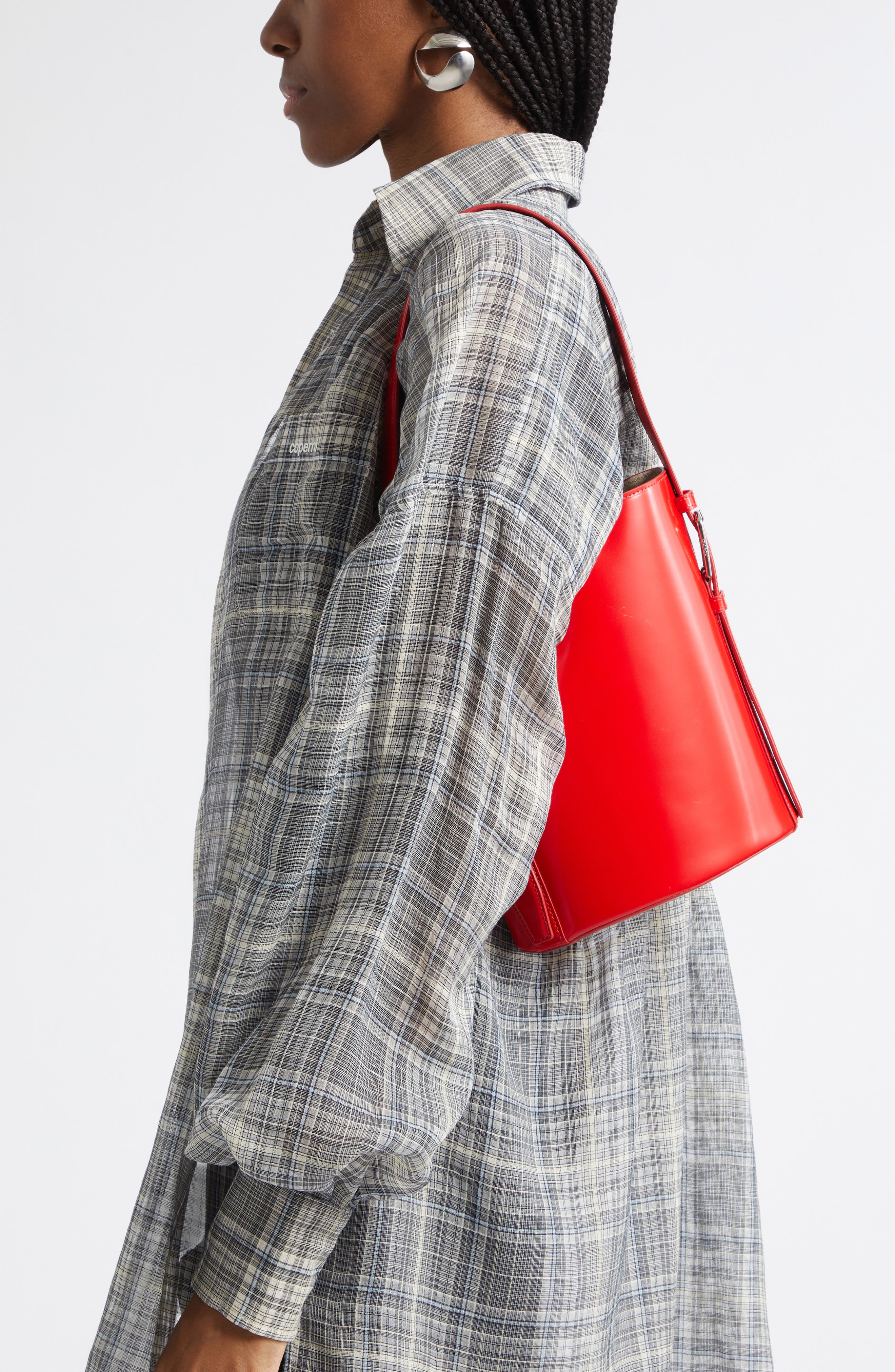 Ergonomic Leather Bucket Bag, Alternate, color, RED RED