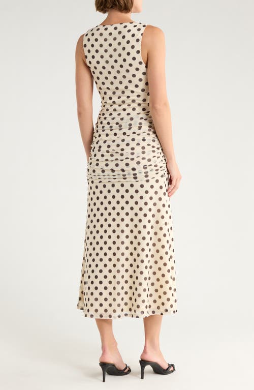 Afrm Los Angeles Loren Polka Dot Sleeveless Dress In Neutral