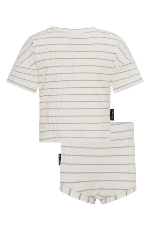 Shop Tiny Tribe Stripe Rib T-shirt & Shorts Set In Grey
