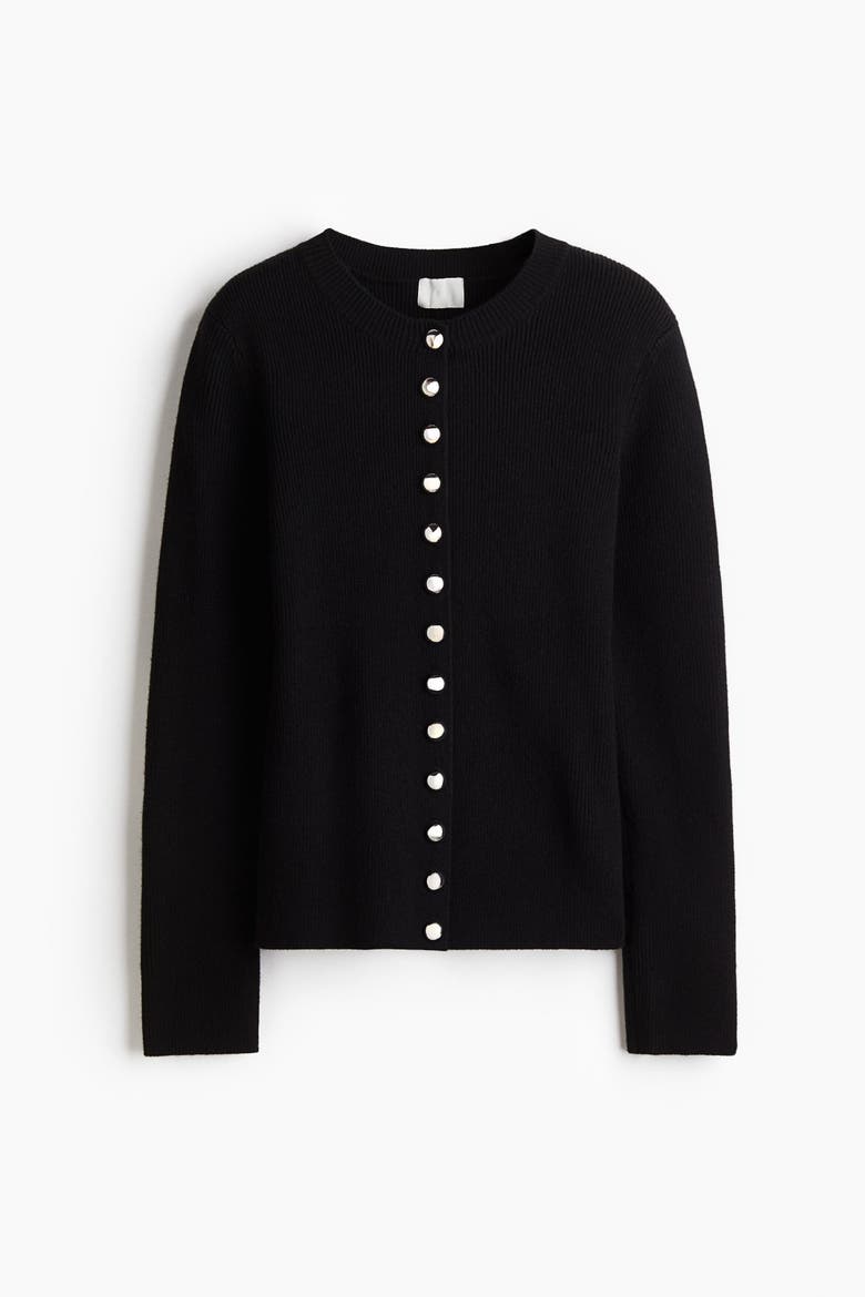 Fitted Cardigan, Alternate, color, Black