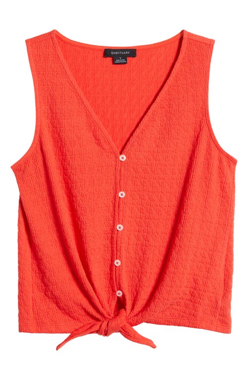SANCTUARY SANCTUARY VACATION TEXTURED TIE FRONT BUTTON-UP TANK
