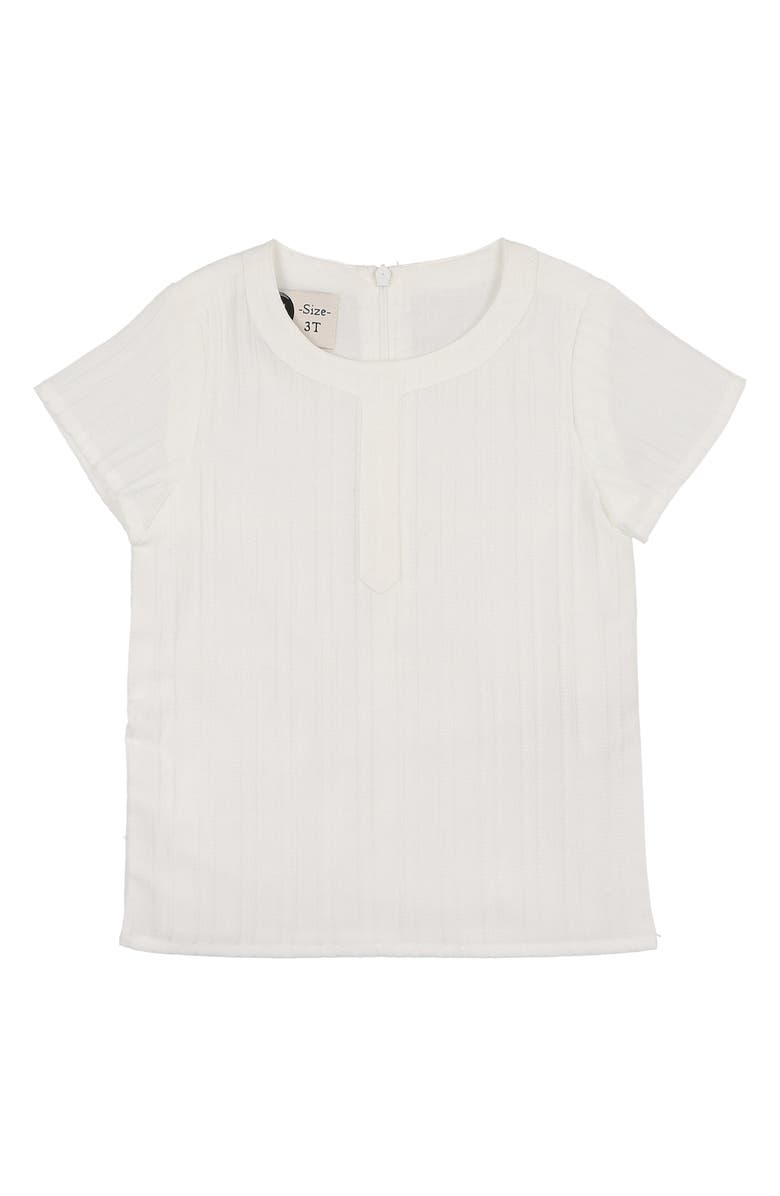 Manière Kids' Textured Stripe Cotton Blend Top, Main, color, White