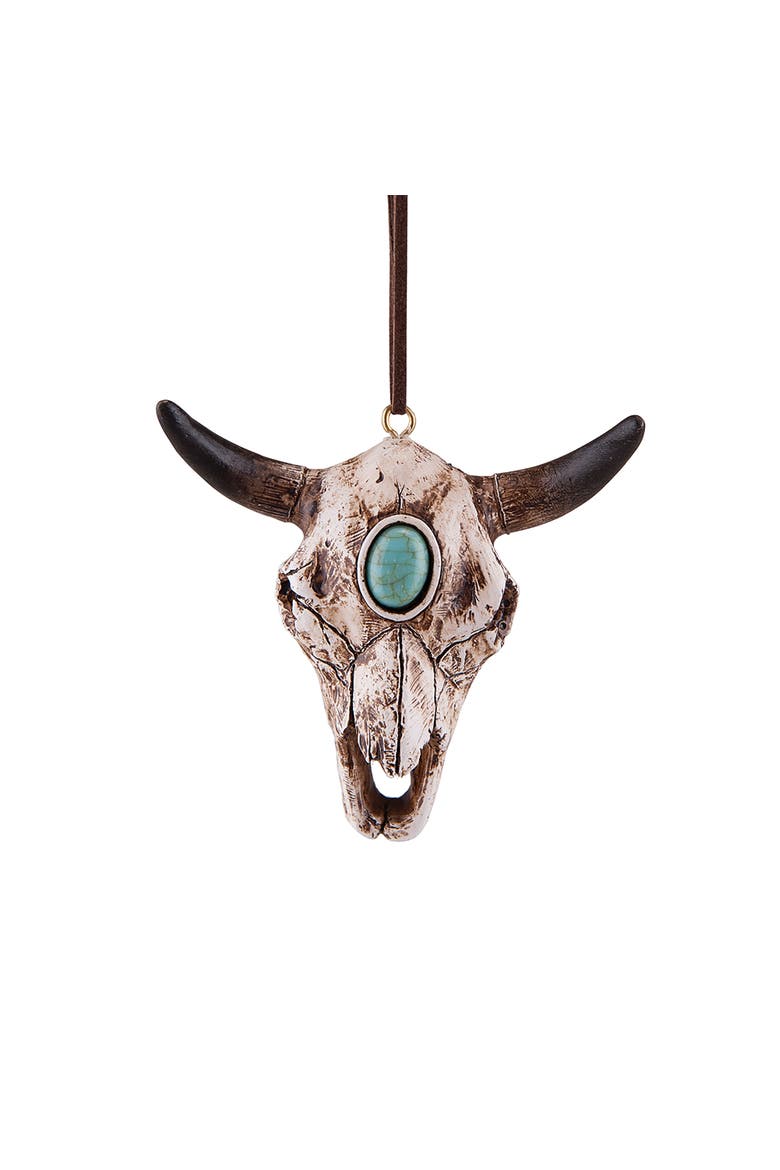 Steer Cow Cattle Skull Decorative Ornament, Main, color, White