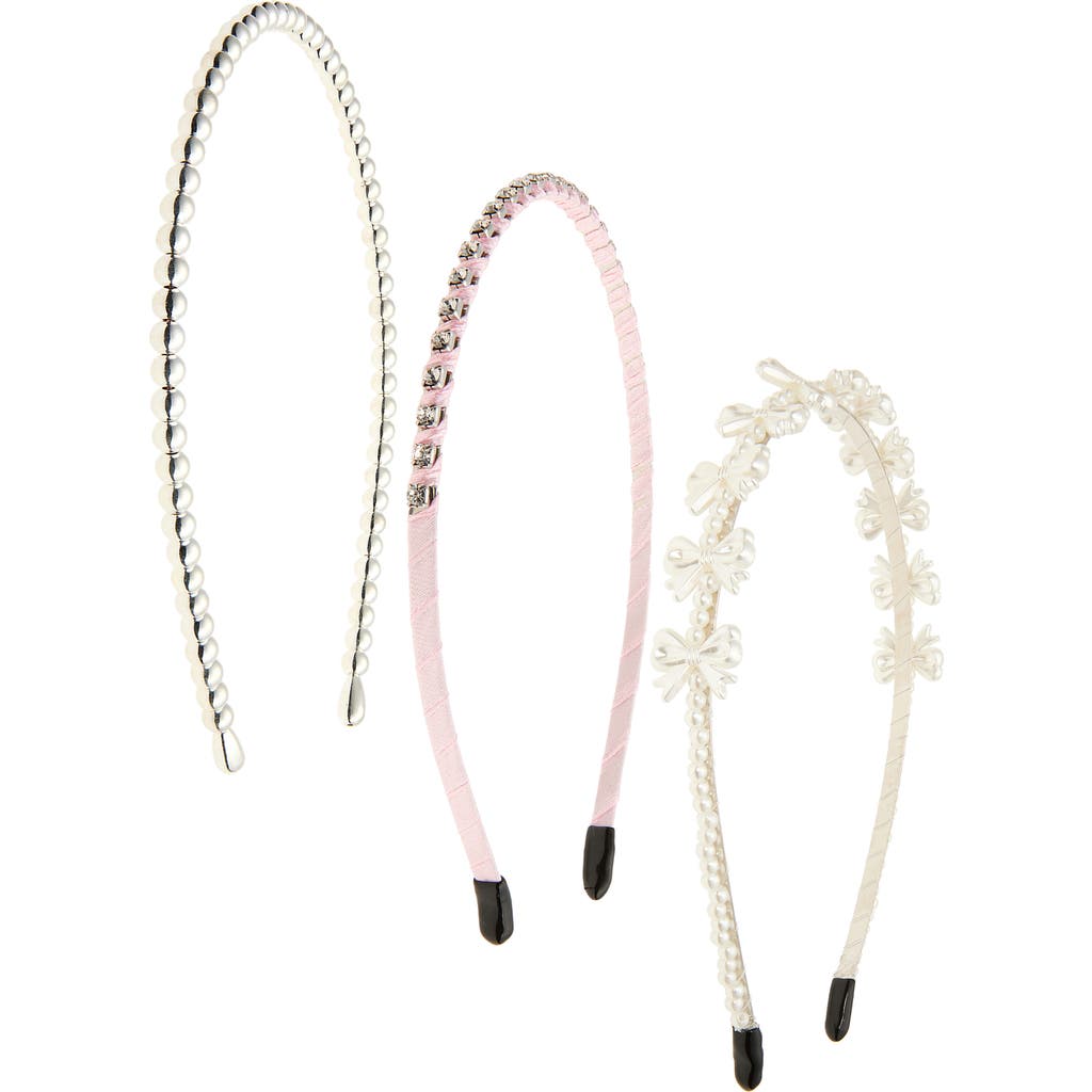 Capelli New York Kids' Assorted 3-piece Faux Pearl Bow Headband Set In Pink